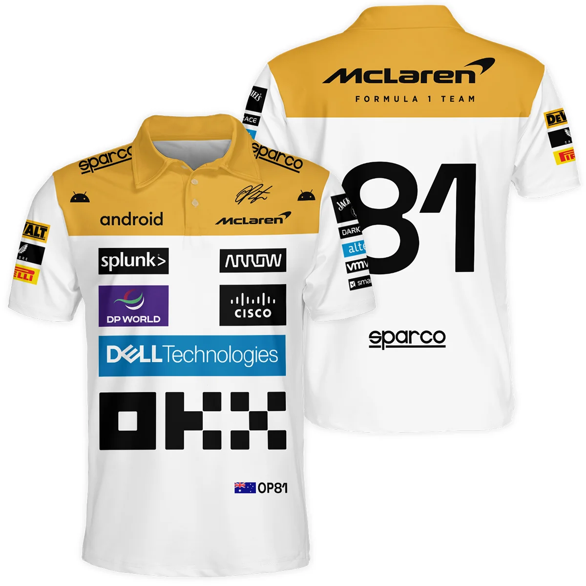 2023 Oscar Piastri Racing Suit McLaren F1 Polo Shirt BLVAOP150825A2PL - Race Day Design