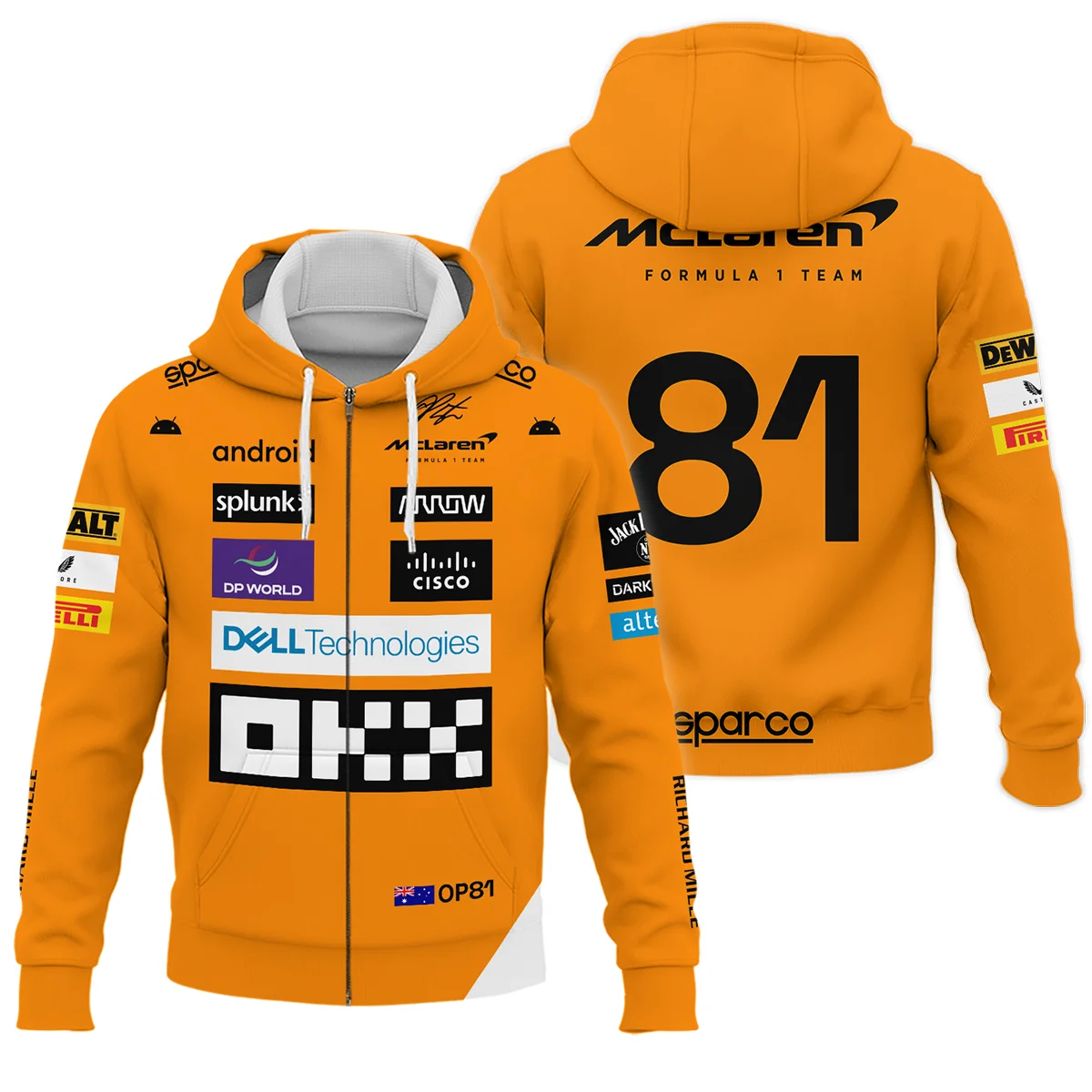 2023 Oscar Piastri Racing Suit McLaren F1 Zipper Hoodie BLVAOP150825A1ZHD - Motorsport Lifestyle Wear