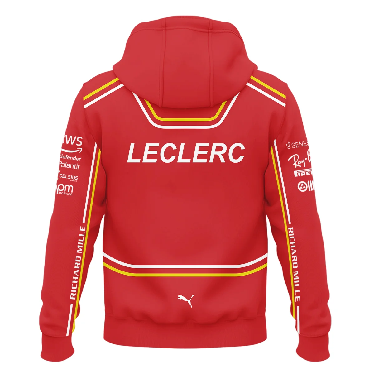 2024 Charles Leclerc Racing Suit Ferrari F1 Zipper Hoodie BLVACL260825A4ZHD - Image 3