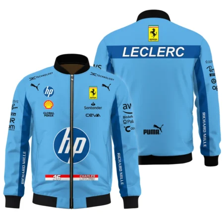 2024 Miami GP Charles Leclerc Racing Suit Ferrari F1 Bomber BLVACL190825A15BB - Motorsport Lifestyle Wear