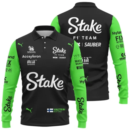 2024 Valtteri Bottas Racing Suit Kick Sauber F1 Long Polo Shirt BLVAVB130925A4LPL - Pit Lane Clothing