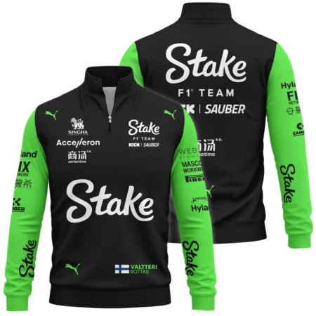 2024 Valtteri Bottas Racing Suit Kick Sauber F1 Quarter-Zip Sweatshirt BLVAVB130925A4QZS - Race Day Design