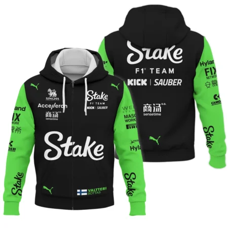 2024 Valtteri Bottas Racing Suit Kick Sauber F1 Zipper Hoodie BLVAVB130925A4ZHD - Racing Lifestyle Clothing