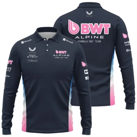 2025 Alpine F1 Team Suit Long Polo Shirt BLVA150725A01ALPLPL - Formula Racing Apparel