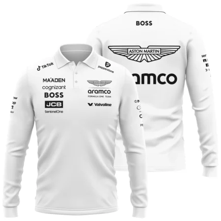 2025 Aston Martin F1 Race Suit Long Polo Shirt BLVA120725A03AMLPL - Race Day Design