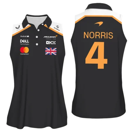 2025 McLaren Black Sleeveless Polo For Fan Girl BLF120625A8VPO - Formula Racing Apparel
