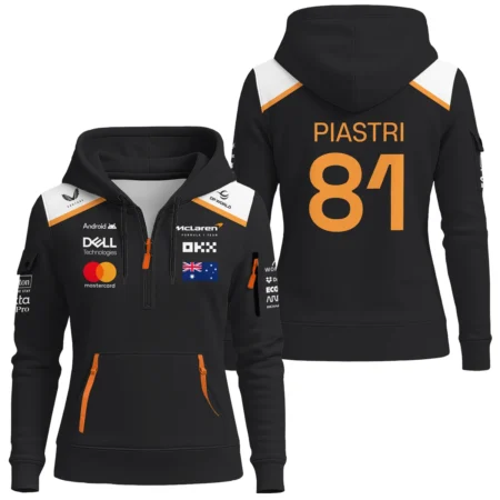 2025 McLaren Black Unisex Hoodie Half Zipper BLF120625A7HDF - Race Day Design