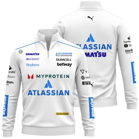 2025 Carlos Sainz Racing Suit Williams F1 Quarter-Zip Sweatshirt BLVACS190825A12QZS - Race Day Outfit
