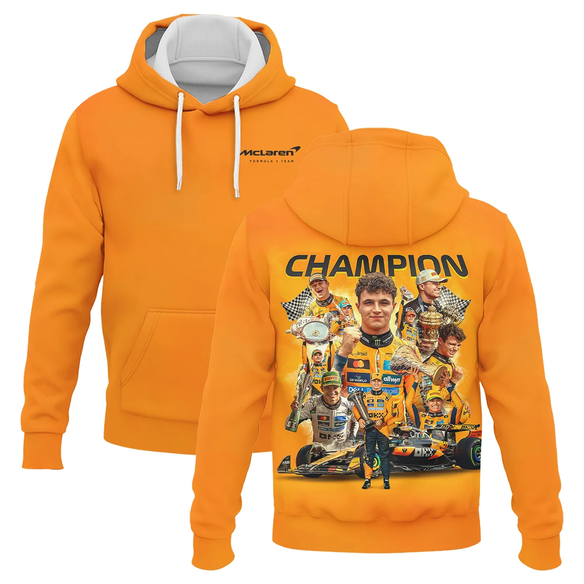2025 Champion Lando Norris McLaren F1 Team Hoodie BLNRWDCA12HD - Racing Lifestyle Clothing