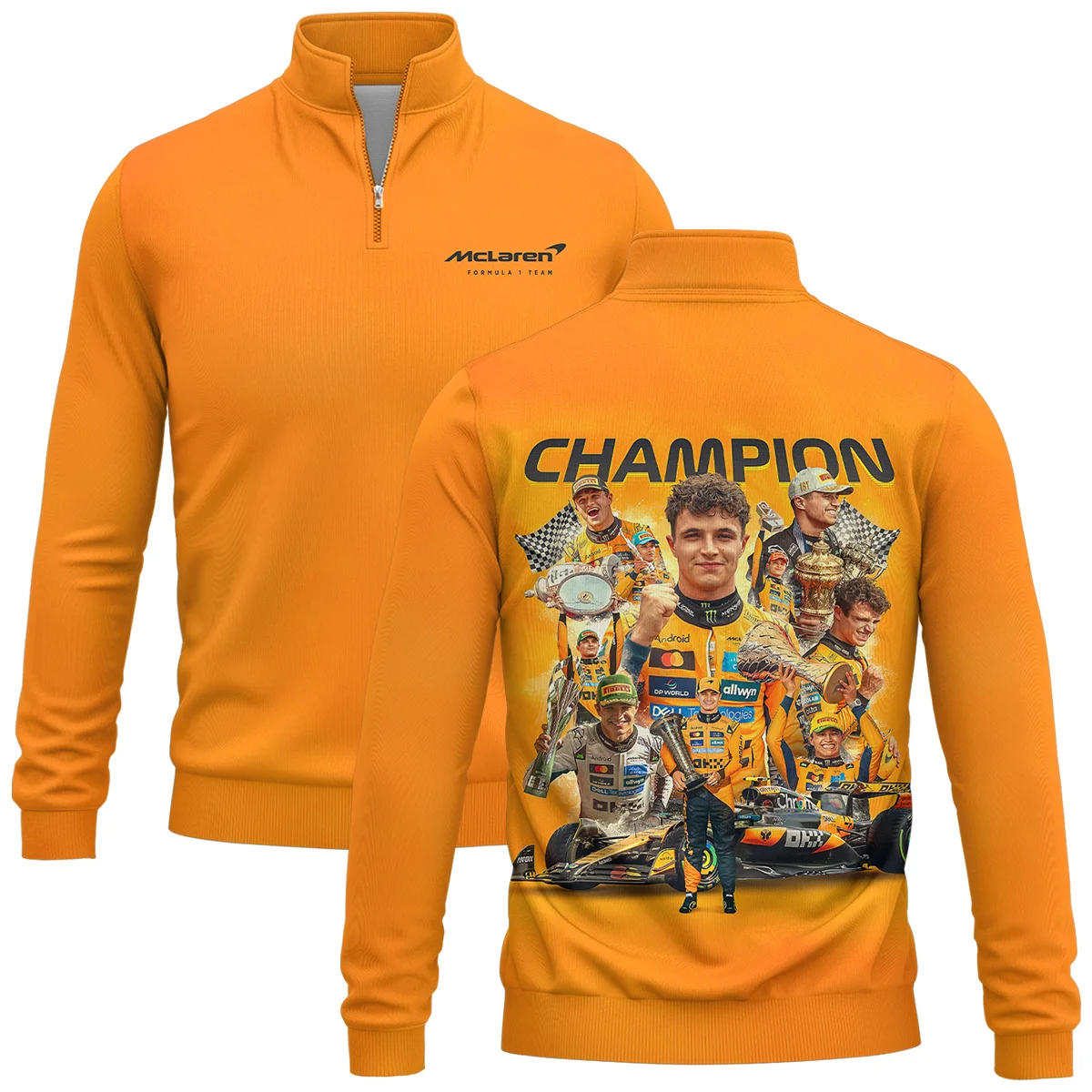 2025 Champion Lando Norris McLaren F1 Team Quarter-Zip Sweatshirt BLNRWDCA12QZS - Pit Lane Clothing