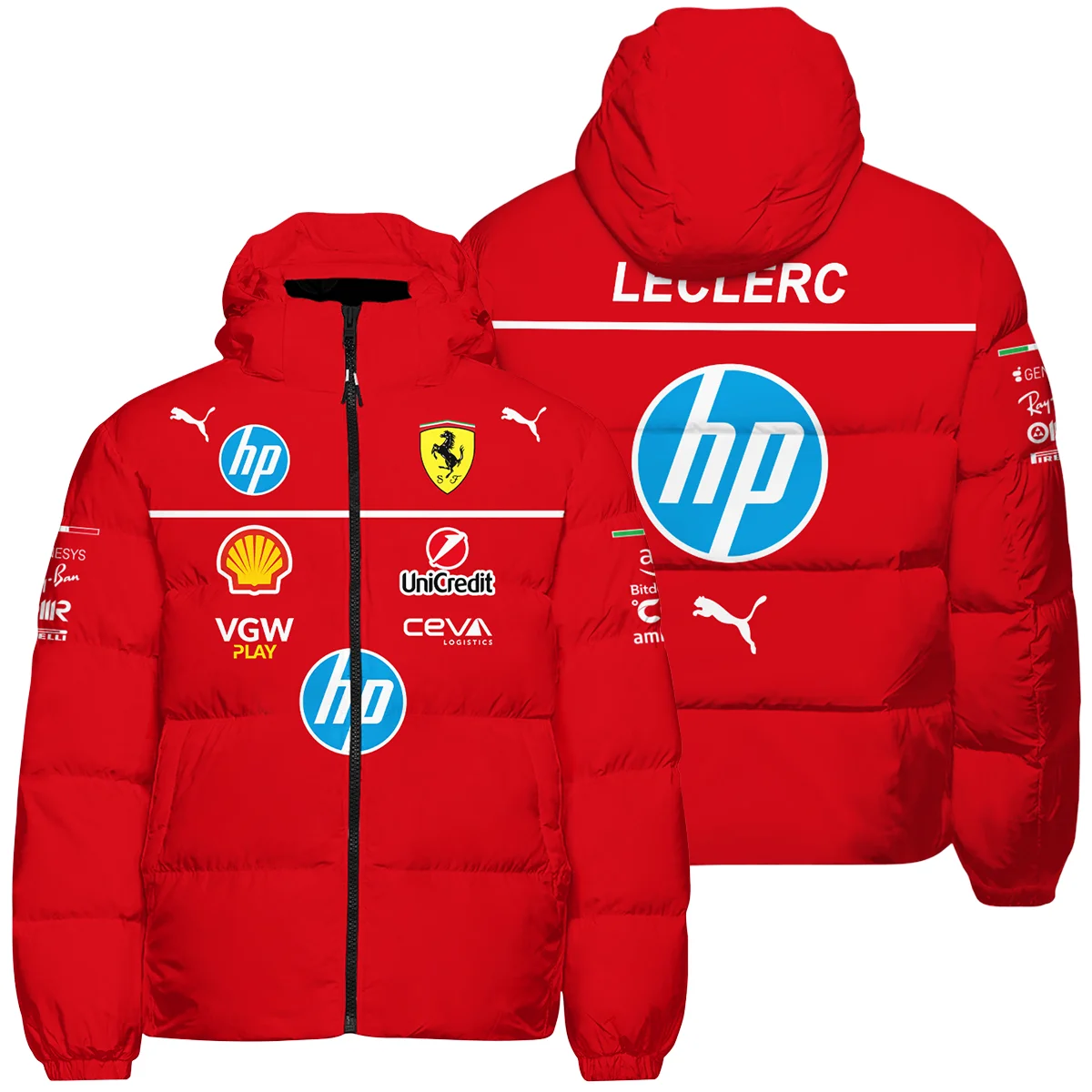 2025 Charles Leclerc Racing Suit Ferrari F1 Down & Puffer Jackets BLVACL260825A7HCJ - Motorsport Apparel