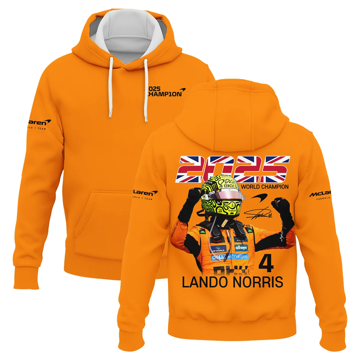 2025 Driver Champion Lando Norris McLaren F1 Team Hoodie BLNRWDCA9HD - Trackside Outfit