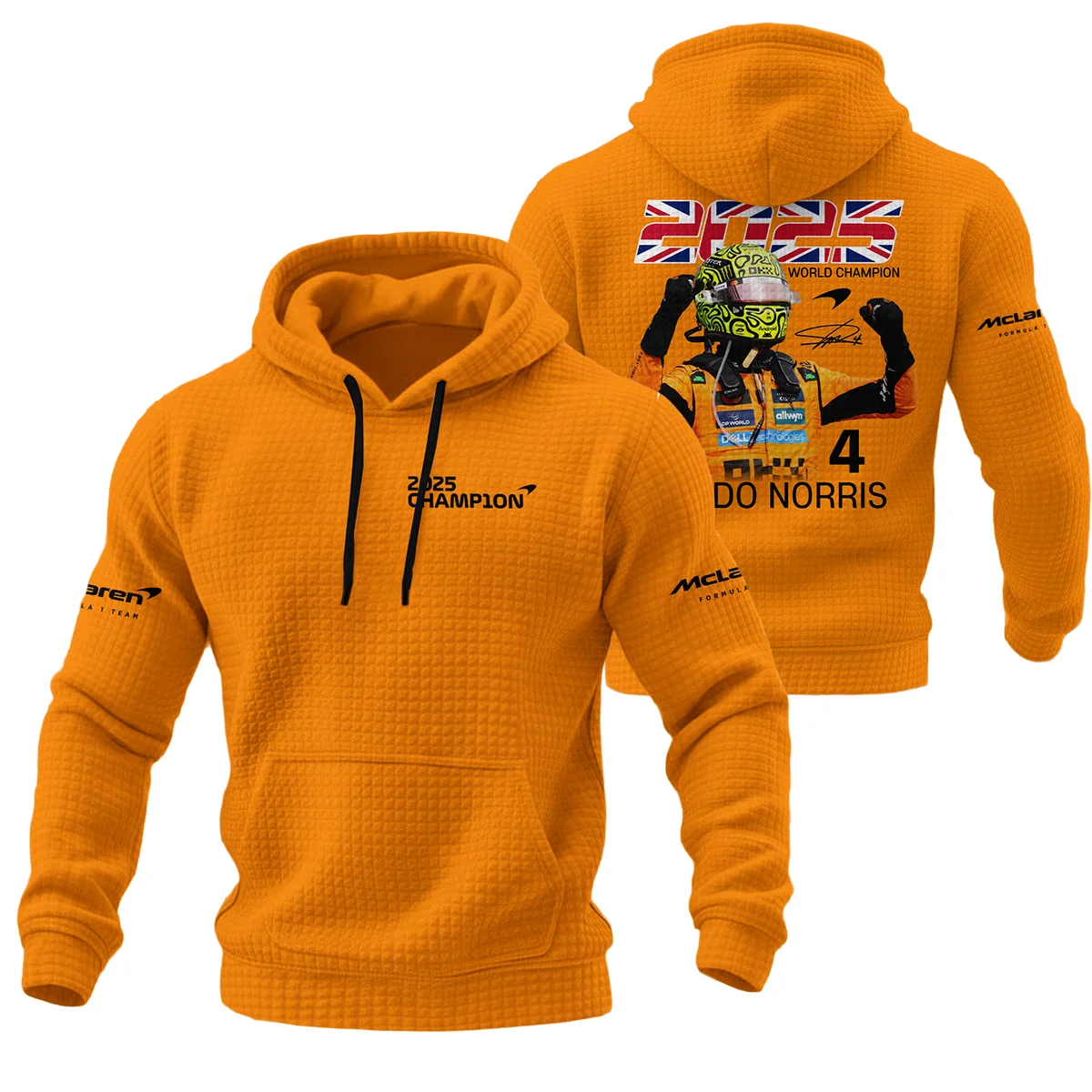 2025 Driver Champion Lando Norris McLaren F1 Team Hoodie Quilted Waffle BLNRWDCA9HQW - Formula Racing Apparel