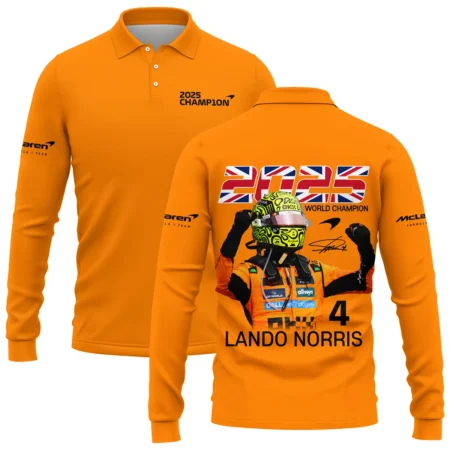 2025 Driver Champion Lando Norris McLaren F1 Team Long Polo Shirt BLNRWDCA9LPL - Pit Lane Clothing