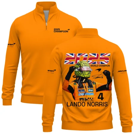 2025 Driver Champion Lando Norris McLaren F1 Team Quarter-Zip Sweatshirt BLNRWDCA9QZS - Race Day Design