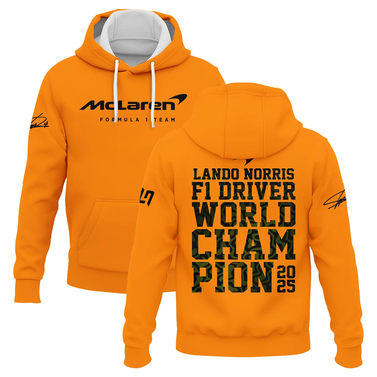 2025 F1 Driver Champion Lando Norris McLaren F1 Team Hoodie BLNRWDCA6HD - Motorsport Apparel