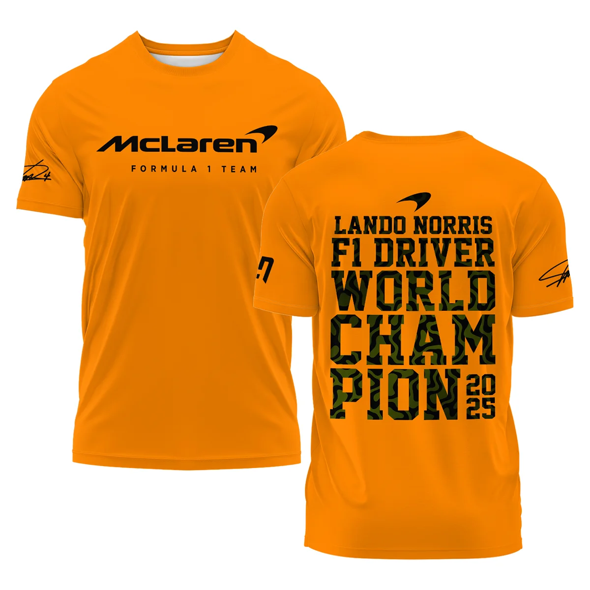 2025 F1 Driver Champion Lando Norris McLaren F1 Team T-Shirt BLNRWDCA6TS - Motorsport Lifestyle Wear