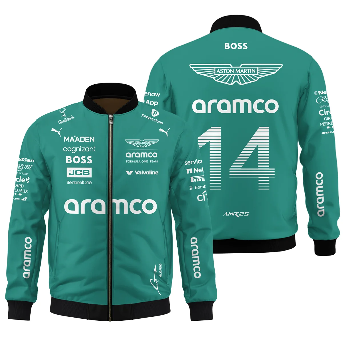 2025 Fernando Alonso Racing Suit Aston Martin F1 Bomber BLVAFA030925A11BB - Race Day Outfit