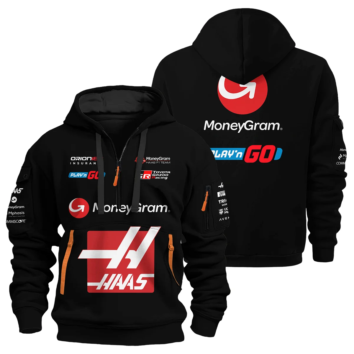 2025 Haas F1 Race Suit Hoodie Half Zipper BLVA150725A03HAASHDF - Formula Racing Apparel