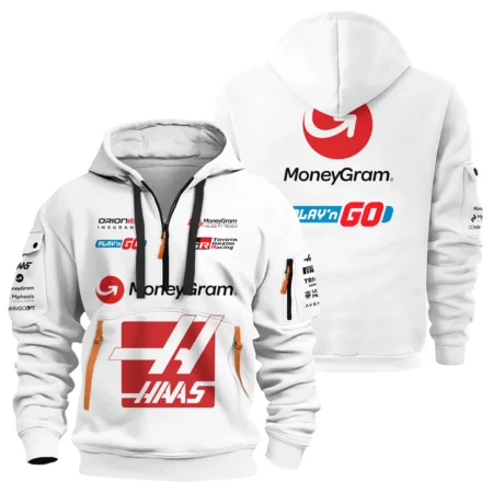 2025 Haas F1 Race Suit Hoodie Half Zipper BLVA150725HAAS04HDF - Pit Lane Clothing