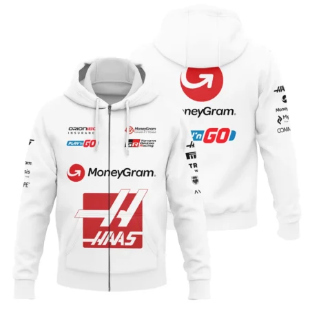 2025 Haas F1 Race Suit Zipper Hoodie BLVA150725HAAS04ZHD - Motorsport Lifestyle Wear