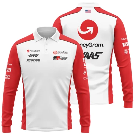 2025 Haas F1 Team Suit Long Polo Shirt BLVA150725A02HAASLPL - Racing Lifestyle Clothing