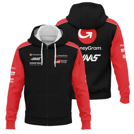2025 Haas F1 Team Suit Zipper Hoodie BLVA150725A01HAASZHD - Race Day Design