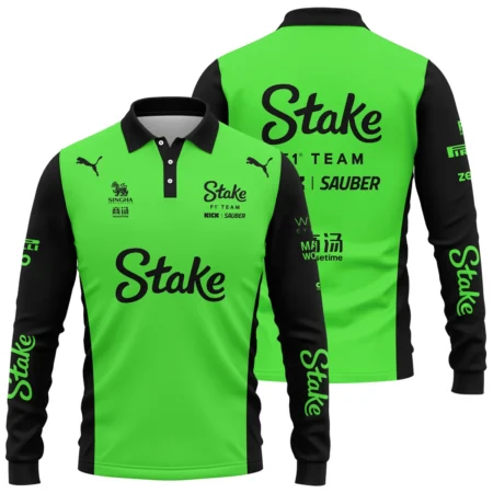 2025 Kick Sauber F1 Race Suit Long Polo Shirt BLVA100725A04KSLPL - Formula Racing Apparel