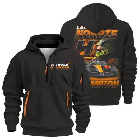2025 Lando Norris 4 World Champion McLaren F1 Team Hoodie Half Zip BLNRWDCA8HDF - Trackside Outfit
