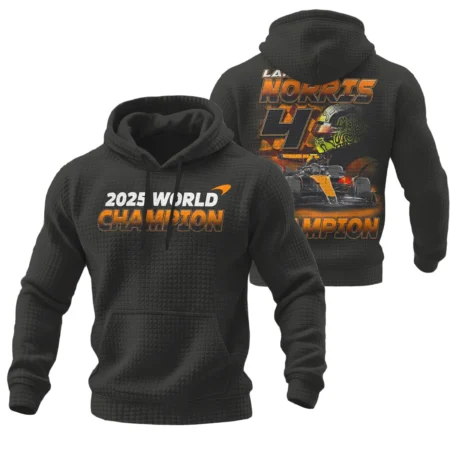 2025 Lando Norris 4 World Champion McLaren F1 Team Hoodie Quilted Waffle BLNRWDCA8HQW - Race Day Outfit