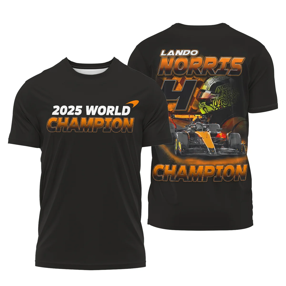 2025 Lando Norris 4 World Champion McLaren F1 Team T-Shirt BLNRWDCA8TS - Motorsport Apparel