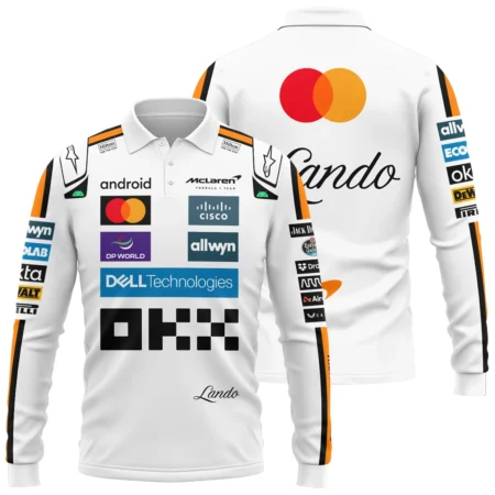 2025 Lando Norris Racing Suit McLaren F1 Long Polo Shirt BLVALN120825A4LPL - Race Day Design