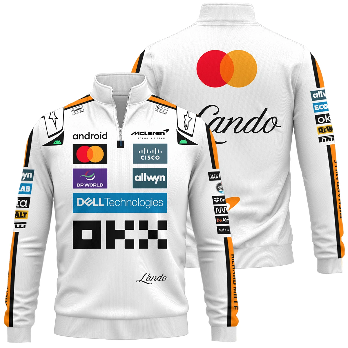 2025 Lando Norris Racing Suit McLaren F1 Quarter-Zip Sweatshirt BLVALN120825A4QZS - Racing Lifestyle Clothing