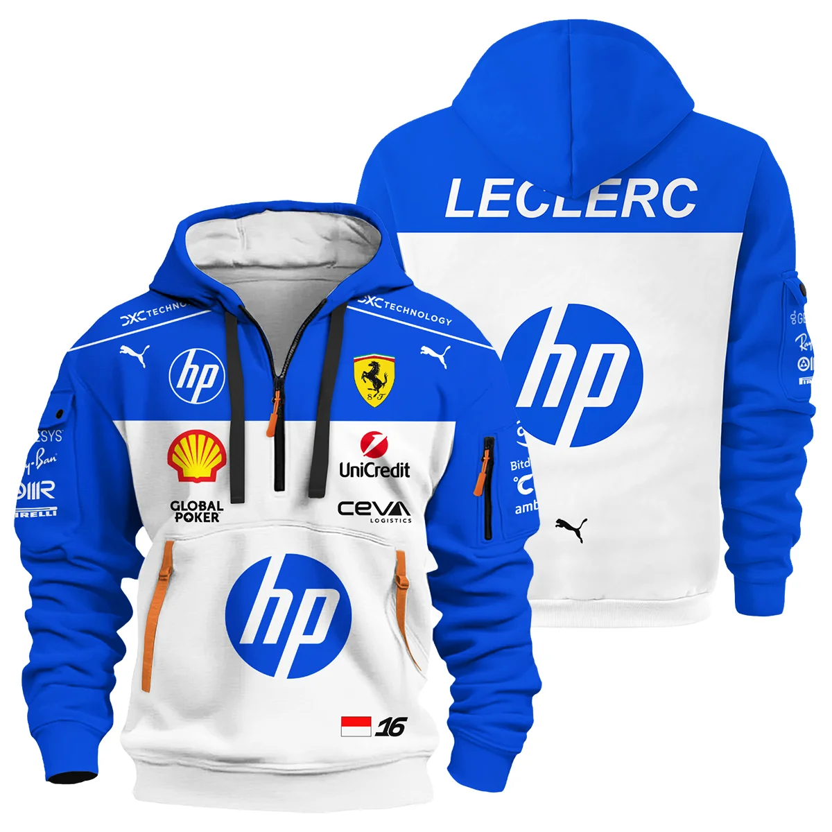 2025 Miami GP Charles Leclerc Racing Suit Renault F1 Hoodie Half Zip BLVACL260825A1HDF - Racing Lifestyle Clothing