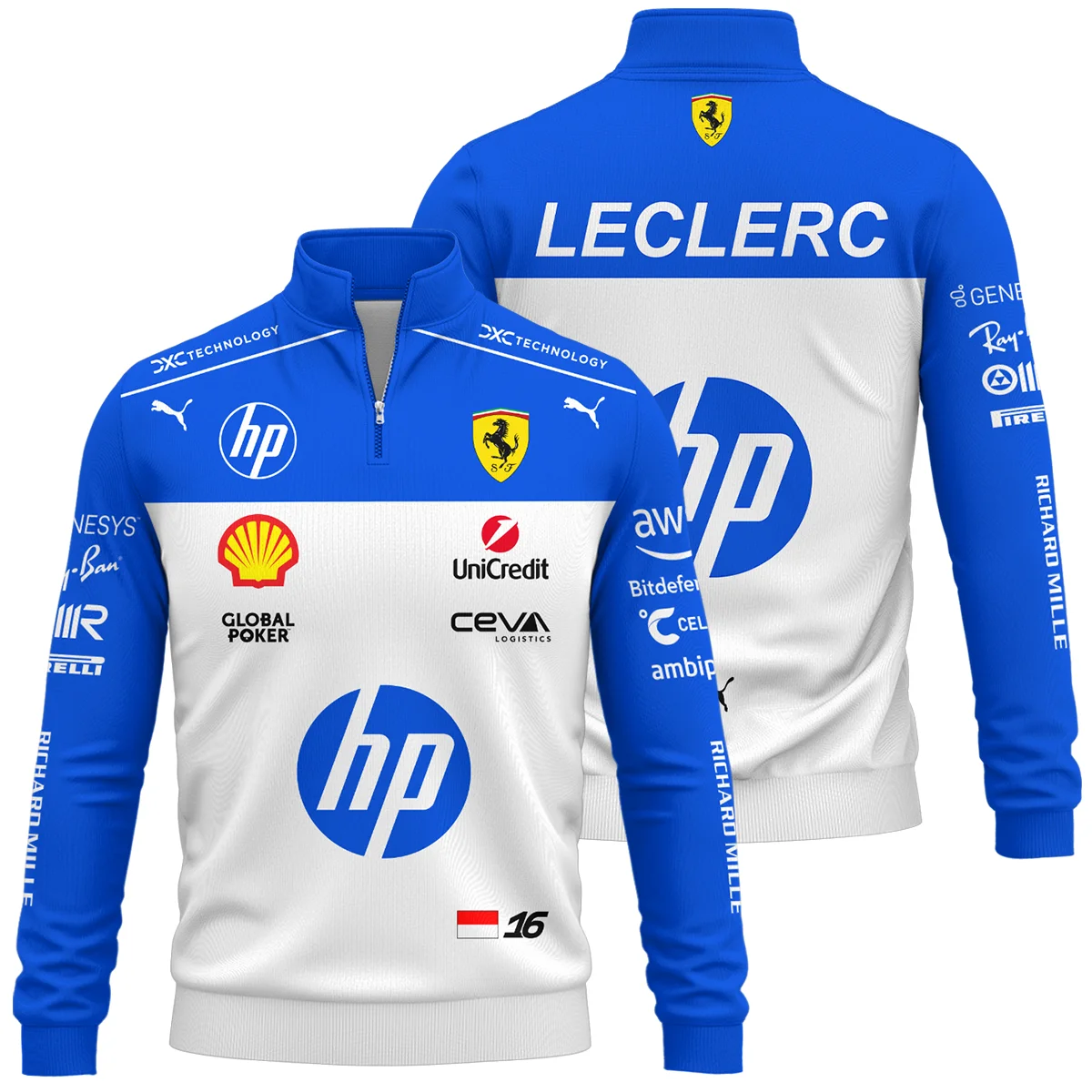 2025 Miami GP Charles Leclerc Racing Suit Renault F1 Quarter-Zip Sweatshirt BLVACL260825A1QZS - Race Day Outfit