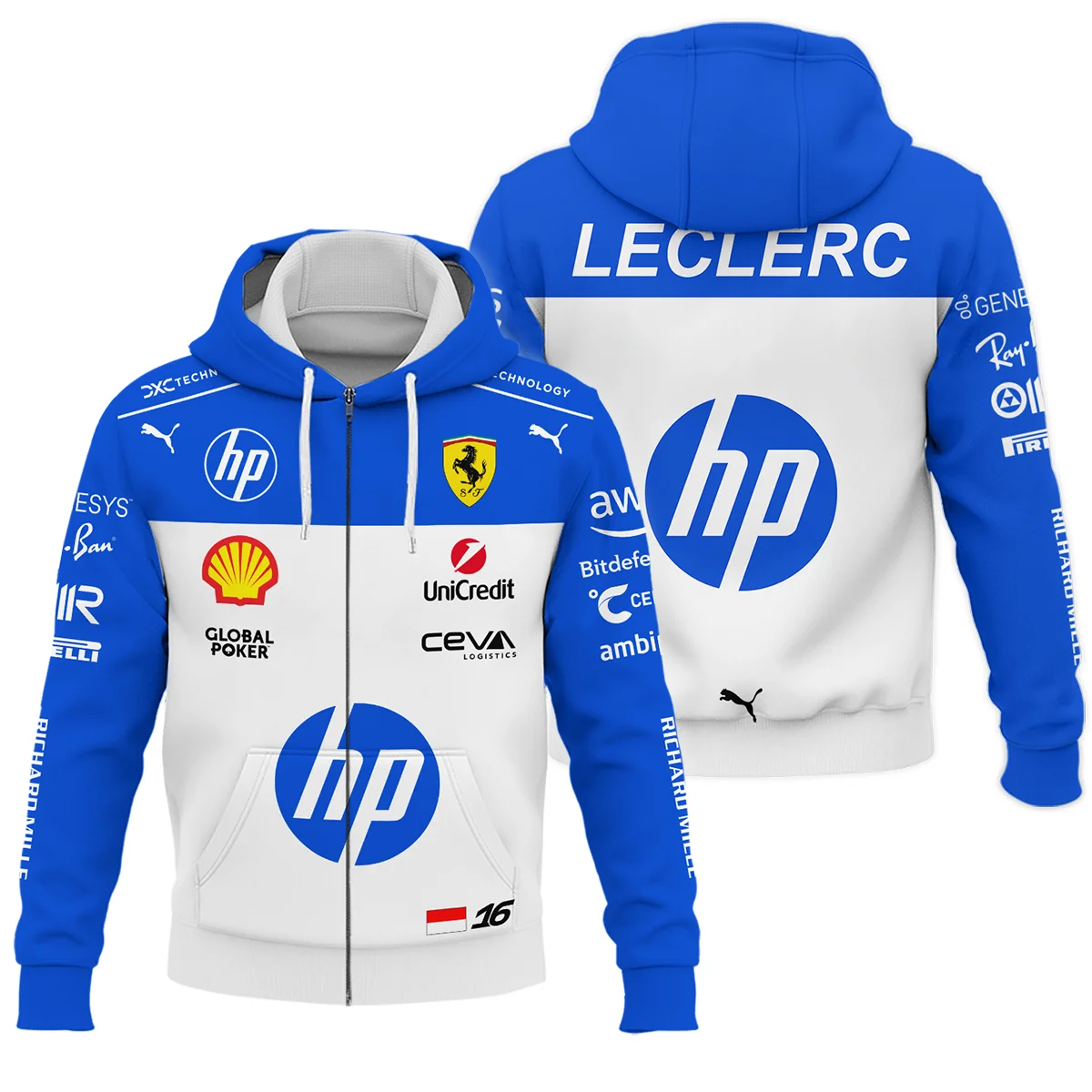 2025 Miami GP Charles Leclerc Racing Suit Renault F1 Zipper Hoodie BLVACL260825A1ZHD - Pit Lane Clothing