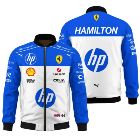 2025 Miami GP Lewis Hamilton Racing Suit Ferrari F1 Bomber BLVALH180825A1BB - Motorsport Lifestyle Wear