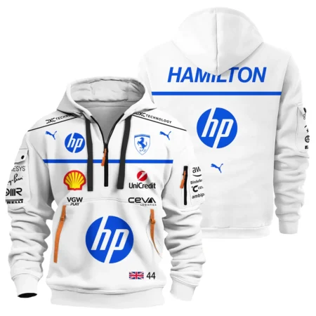 2025 Monaco GP Lewis Hamilton Racing Suit Ferrari F1 Hoodie Half Zipper BLVALH180825A2HDF - Race Day Outfit