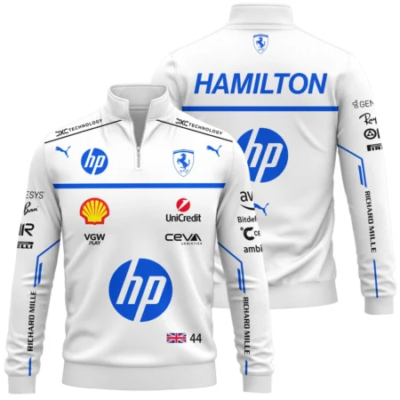2025 Monaco GP Lewis Hamilton Racing Suit Ferrari F1 Quarter-Zip Sweatshirt BLVALH180825A2QZS - Motorsport Lifestyle Wear