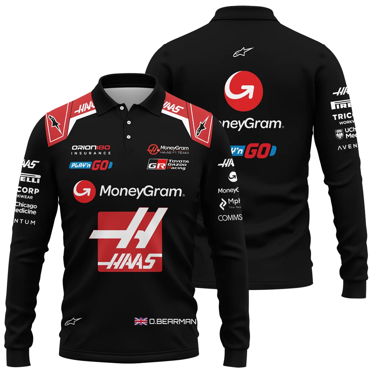 2025 Oliver Bearman Race Suit Haas F1 Team - Long Polo Shirt BLOB151125A1LPL - Pit Lane Clothing