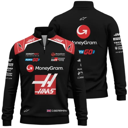 2025 Oliver Bearman Race Suit Haas F1 Team - Quarter-Zip Sweatshirt BLOB151125A1QZS - Motorsport Apparel