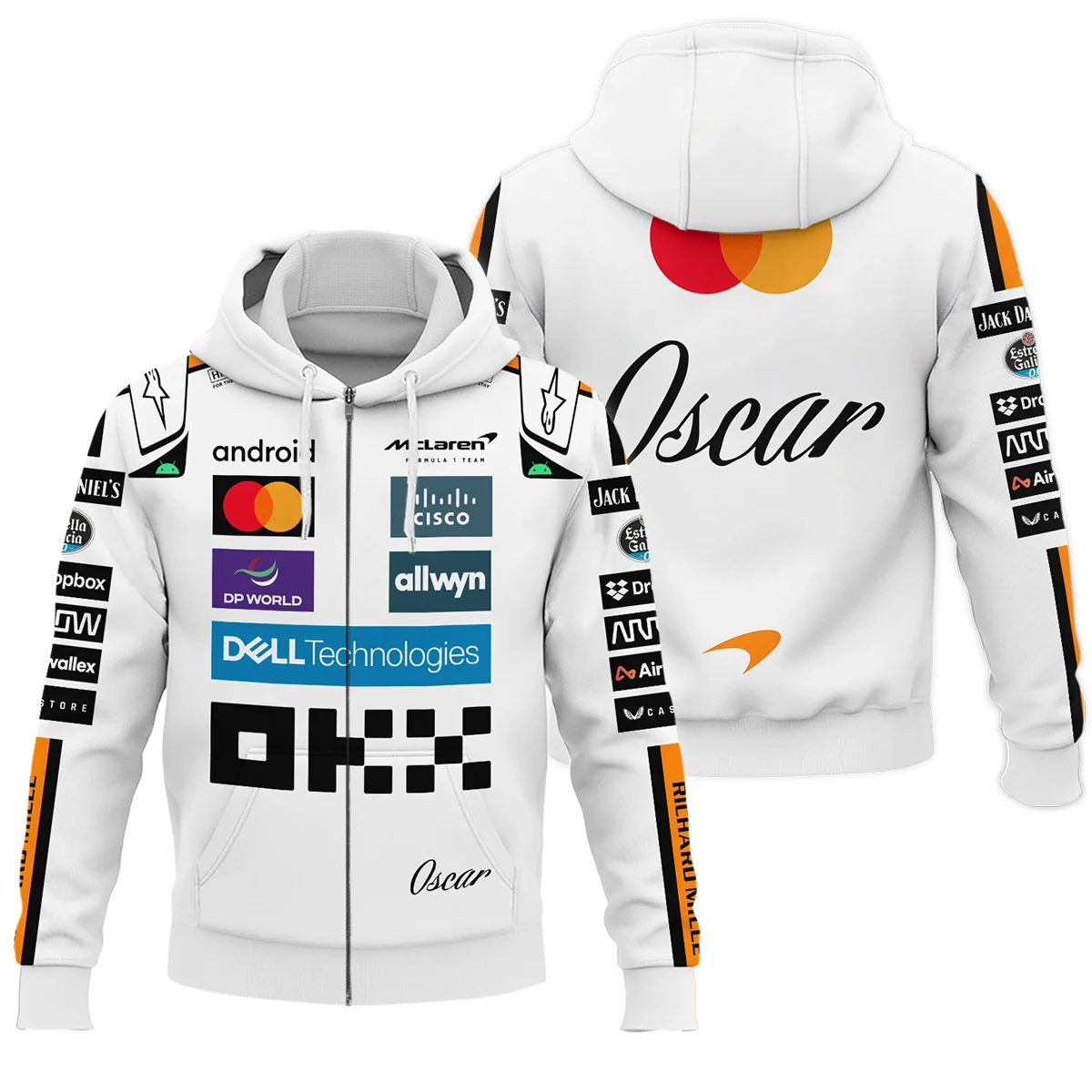 2025 Oscar Piastri Racing Suit McLaren F1 Zipper Hoodie BLVAOP150825A4ZHD - Motorsport Lifestyle Wear