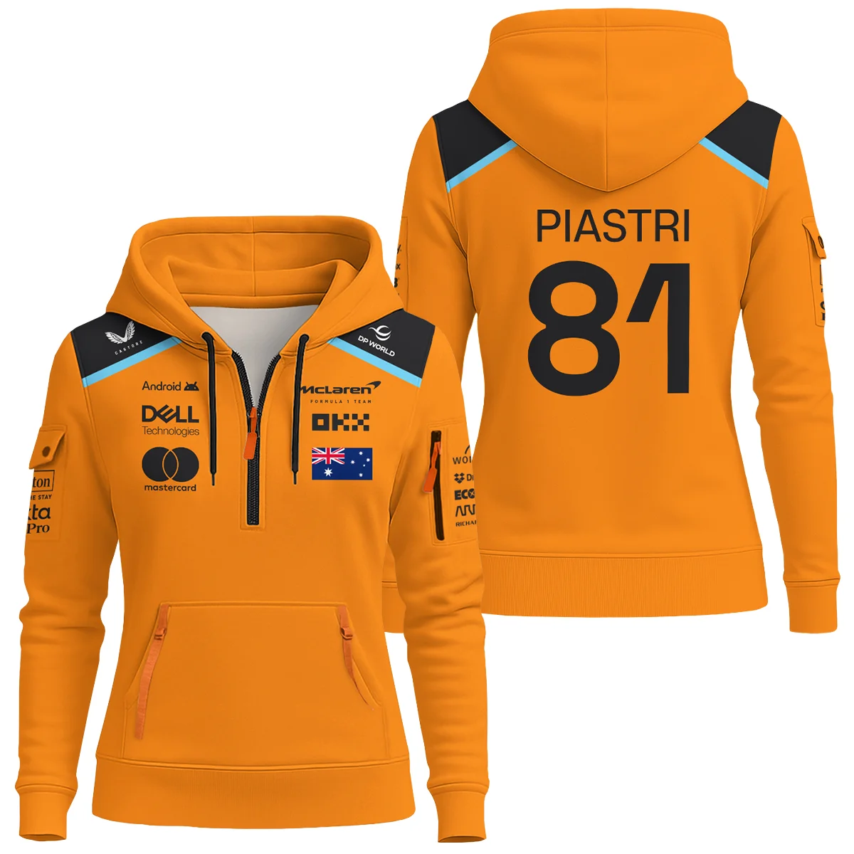 2025 McLaren Papaya Unisex Hoodie Half Zipper BLF120625A3HDF - F1 Fan Gear