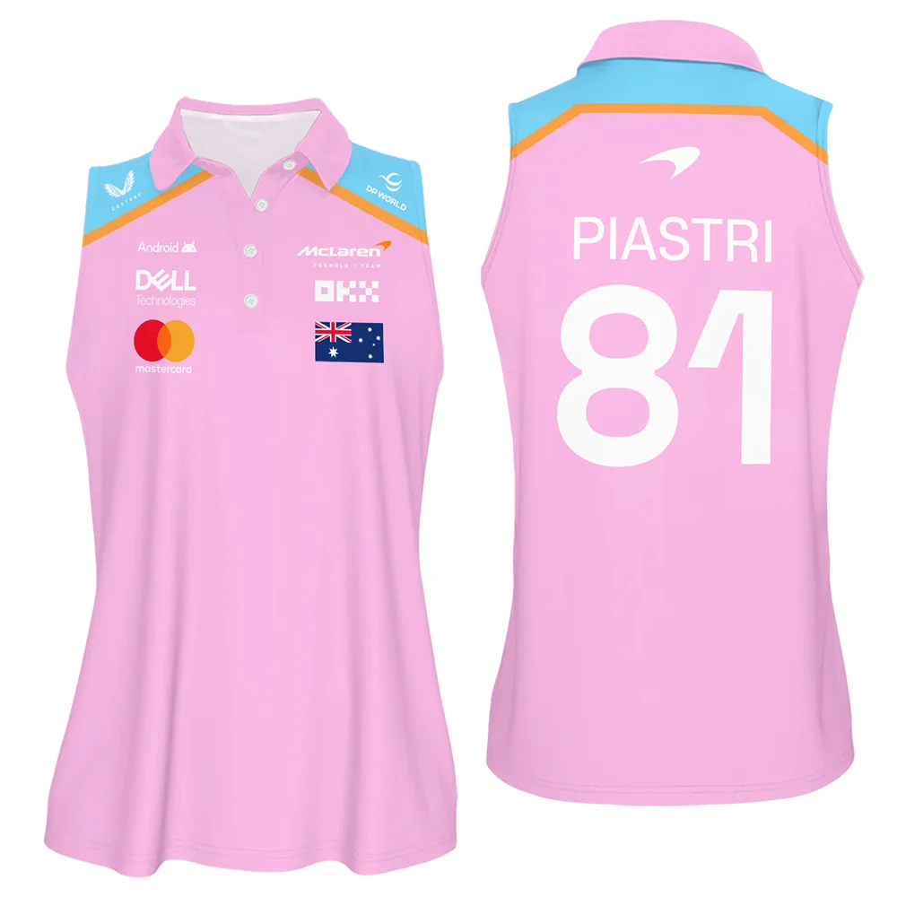 2025 McLaren Pink Sleeveless Polo For Fan Girl BLF120625A1VPO - Racing Lifestyle Clothing