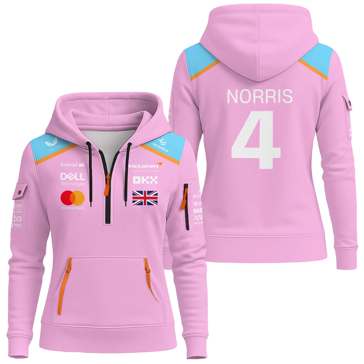 2025 McLaren Pink Unisex Hoodie Half Zipper BLF120625A2HDF - Pit Lane Clothing