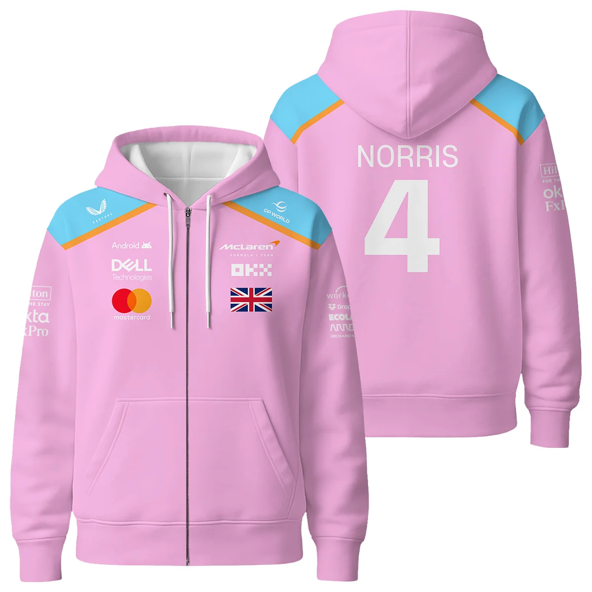 2025 McLaren Pink Unisex Zipper Hoodie BLF120625A2ZHD - Racing Lifestyle Clothing