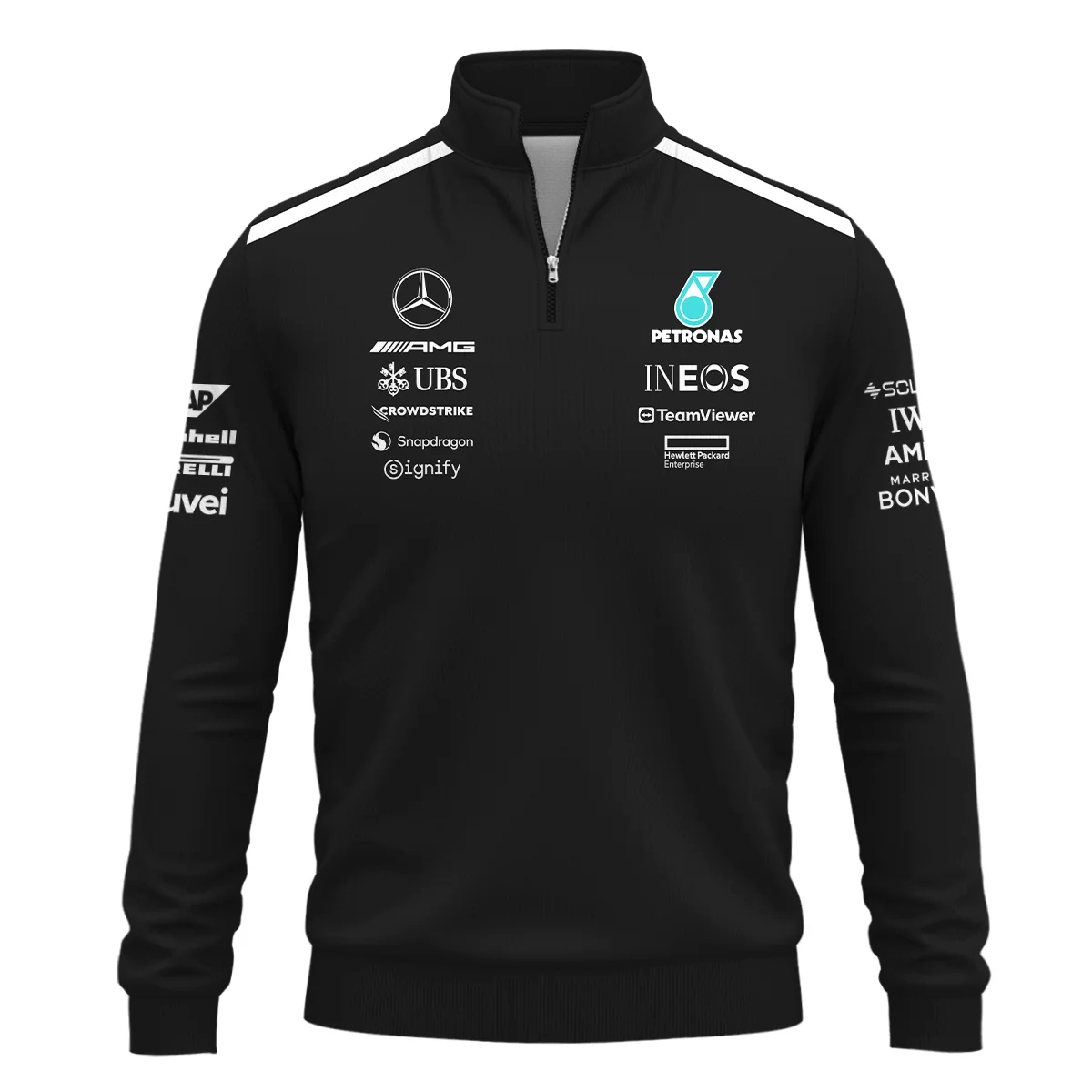 2025 Team Mercedes-AMG Petronas F1 Quarter-Zip Sweatshirt All Over Prints BLMER6525A1QTZ - Image 2