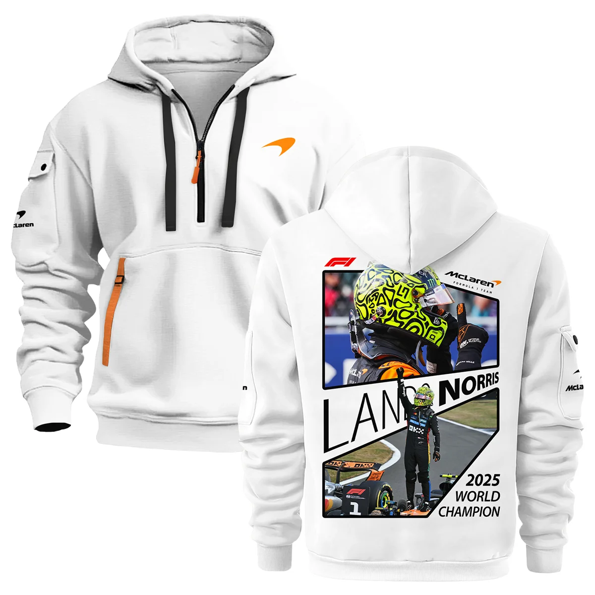 2025 WDC Lando Norris McLaren F1 Team Hoodie Half Zip BLNRWDCA4HDF - Motorsport Lifestyle Wear