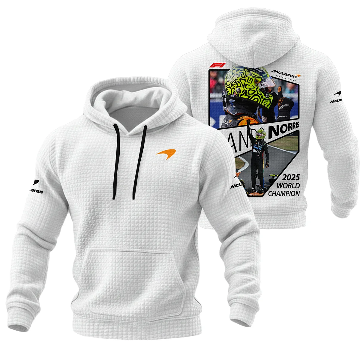 2025 WDC Lando Norris McLaren F1 Team Hoodie Quilted Waffle BLNRWDCA4HQW - Motorsport Apparel