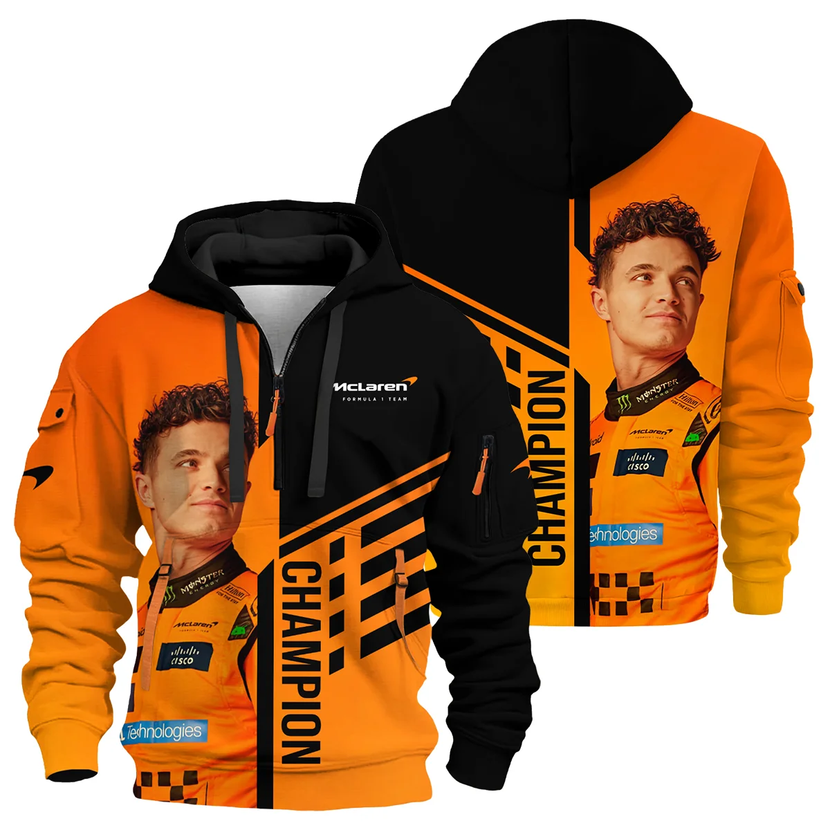 2025 World Champion Lando Norris McLaren F1 Team Hoodie Half Zip BLNRWDCA3HDF - Motorsport Apparel